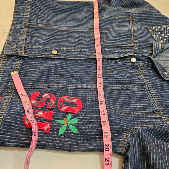 Ohio State Buckeyes Denim Jacket Small Embroidered Patchwork Blue - Picture 14 of 14